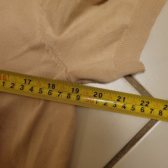 Indigo Rose Floral Lace Trim Pullover Short Sleeve Sweater Beige Womens Size L - Picture 8 of 9